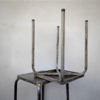 Miniatura dell'articolo Sgabello industriale in ferro da officina vintage - Oggetto n.64