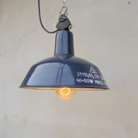 Lampada industriale a sospensione vintage EKA Ungheria n°NaN di colore Blu medio / grigio