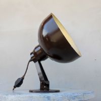 Lampada da scrivania industriale laboratorio Zeiss vintage n�NaN di colore Cacao / argento