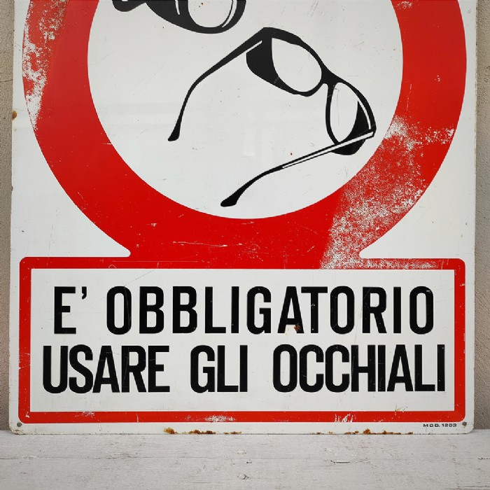 Miniatura dell'articolo Cartello industriale di obbligo occhiali vintage - Oggetto n.102