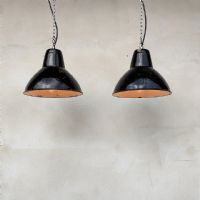 Ingrandisci l'immagine Miniatura dell'articolo Lampada industriale a sospensione Coppia (2) di lampade industriali vintage a sospensione D25,5 n.342