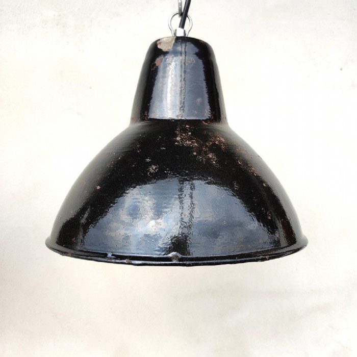 Passa il mouse sull'immagine per ingrandire Immagine dell'articolo Lampada industriale a sospensione Coppia (2) di lampade industriali vintage a sospensione D25,5 n.342