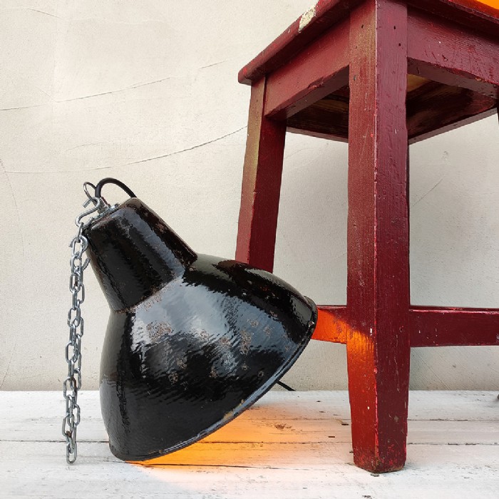 Passa il mouse sull'immagine per ingrandire Immagine dell'articolo Lampada industriale a sospensione Coppia (2) di lampade industriali vintage a sospensione D25,5 n.342