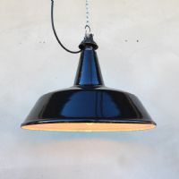 Lampada industriale a sospensione italiana vintage D35,5 n°NaN di colore Nero / bianco
