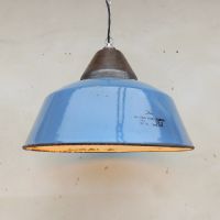Lampada industriale vintage ungherese a sospensione 41 n�NaN di colore Azzurro / grigio