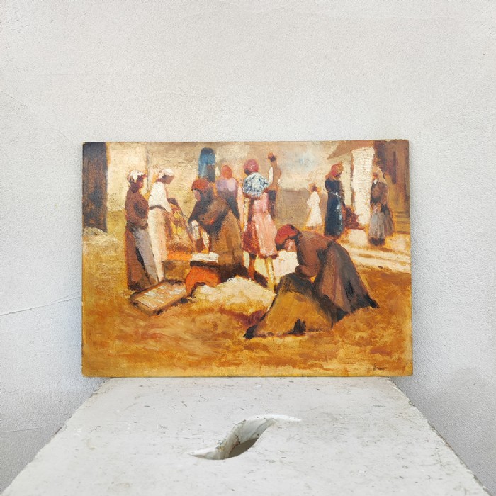 Passa il mouse sull'immagine per ingrandire Immagine dell'articolo Dipinto Paesaggio rurale olio su cartone n.385