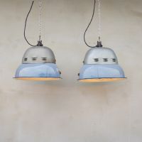 Lampade industriali a sospensione vintage (coppia) n�NaN di colore Grigio pastello / argento / bianco