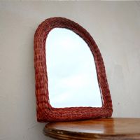 Miniatura dell'articolo Specchio in rattan vimini vintage - Oggetto n.153