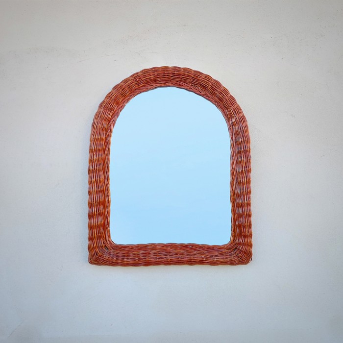 Miniatura dell'articolo Specchio in rattan vimini vintage - Oggetto n.153