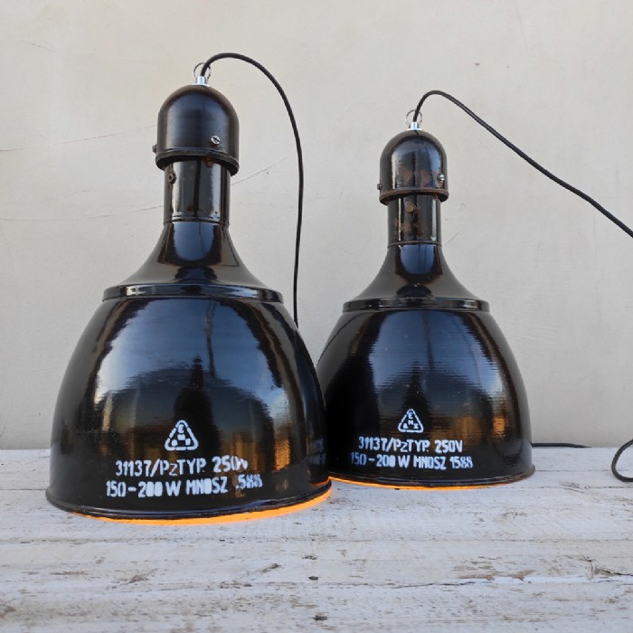 Immagine dell'articolo Lampada industriale a sospensione Coppia di lampade industriali a sospensione ungheresi vintage n.40