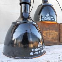 Miniatura dell'articolo Lampada industriale a sospensione Coppia di lampade industriali a sospensione ungheresi vintage n.40