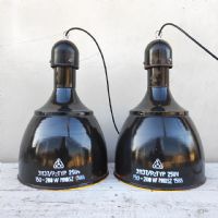 Miniatura dell'articolo Lampada industriale a sospensione Coppia di lampade industriali a sospensione ungheresi vintage n.40