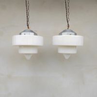 Lampade art deco a sospensione vintage (coppia) D25 n�NaN di colore Bianco / argento