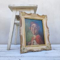 Ingrandisci l'immagine Miniatura dell'articolo Dipinto Ritratto di ragazza olio su legno anni 30 n.343