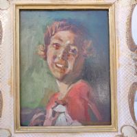 Ingrandisci l'immagine Miniatura dell'articolo Dipinto Ritratto di ragazza olio su legno anni 30 n.343