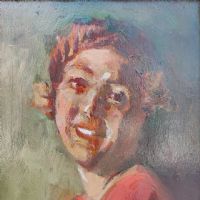 Ingrandisci l'immagine Miniatura dell'articolo Dipinto Ritratto di ragazza olio su legno anni 30 n.343