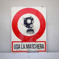 Miniatura dell'articolo Cartello industriale di obbligo maschera vintage - Oggetto n.104