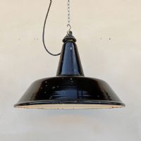 Lampada industriale a sospensione italiana vintage D41 n�NaN di colore Nero / bianco