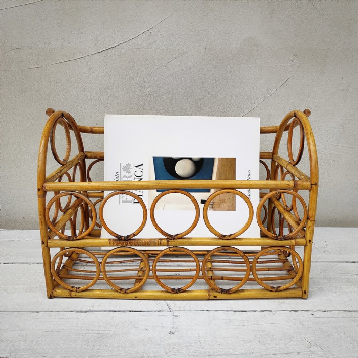 Miniatura dell'articolo Portariviste midcentury in bamboo vintage - Oggetto n.183