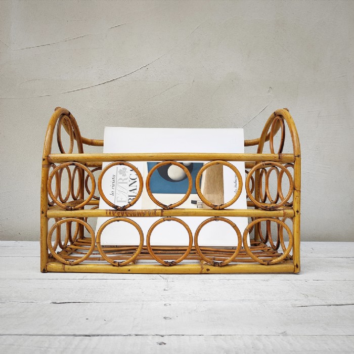 Miniatura dell'articolo Portariviste midcentury in bamboo vintage - Oggetto n.183