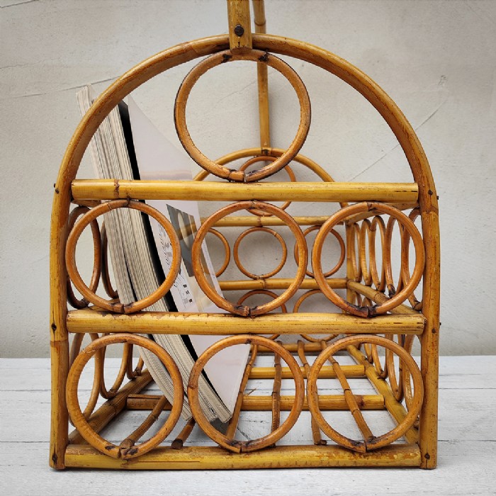 Miniatura dell'articolo Portariviste midcentury in bamboo vintage - Oggetto n.183