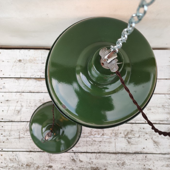 Immagine dell'articolo Lampada industriale a sospensione Lampade (2) industriali a sospensione francesi vintage D35,5 n.442