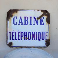 Insegna smaltata cabina telefonica francese vintage n�NaN di colore Bianco / blu