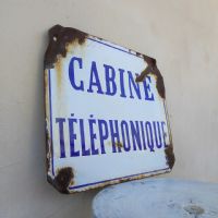 Miniatura dell'articolo Insegna smaltata Insegna smaltata cabina telefonica francese vintage n.472