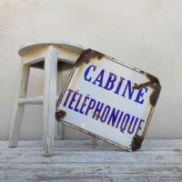 Miniatura dell'articolo Insegna smaltata Insegna smaltata cabina telefonica francese vintage n.472