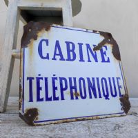 Miniatura dell'articolo Insegna smaltata Insegna smaltata cabina telefonica francese vintage n.472