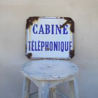 Miniatura dell'articolo Insegna smaltata Insegna smaltata cabina telefonica francese vintage n.472