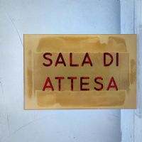 Miniatura dell'articolo Targa vintage bifacciale SALA DI ATTESA - Oggetto n.165