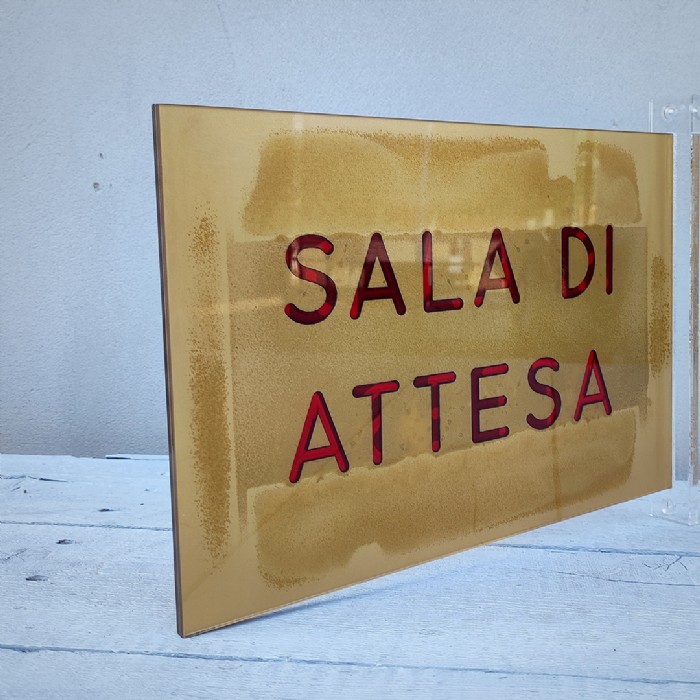 Miniatura dell'articolo Targa vintage bifacciale SALA DI ATTESA - Oggetto n.165