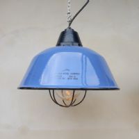 Lampada industriale a sospensione Ungherese vintage D36 n�NaN di colore Azzurro / grigio pastello