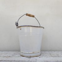 Secchiello smaltato con manico vintage n�NaN di colore Bianco / blu