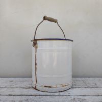 Secchiello smaltato con manico vintage n�NaN di colore Bianco / blu