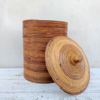 Miniatura dell'articolo Contenitori Cesta in vimini mid-century vintage n.407