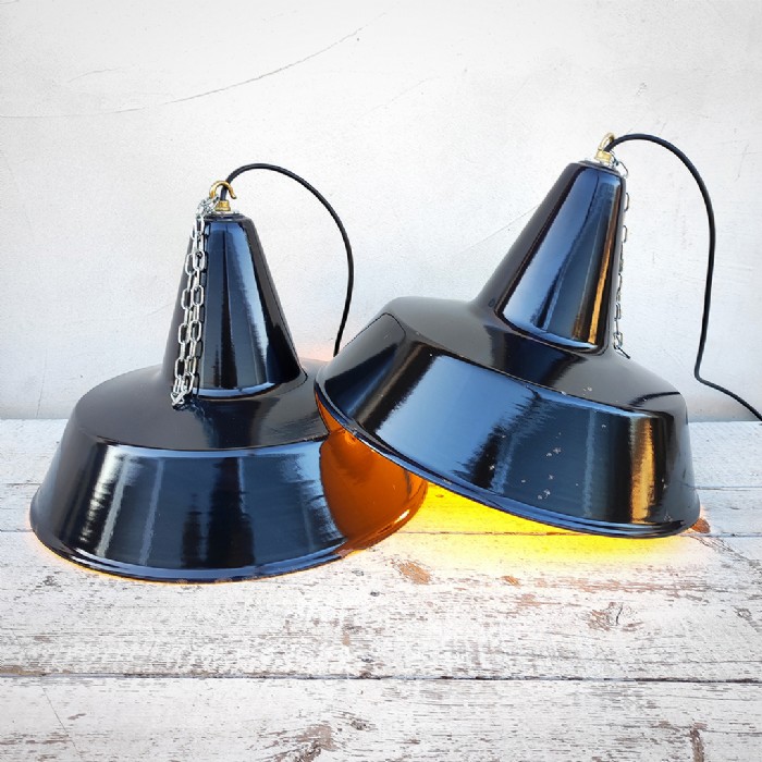 Miniatura dell'articolo Lampade industriali a sospensione vintage (coppia) D40 - Oggetto n.228