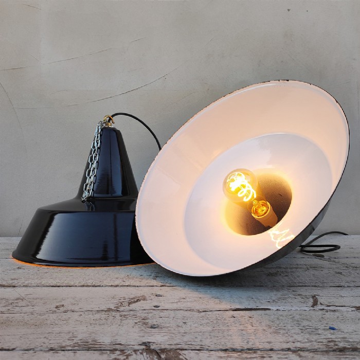 Miniatura dell'articolo Lampade industriali a sospensione vintage (coppia) D40 - Oggetto n.228