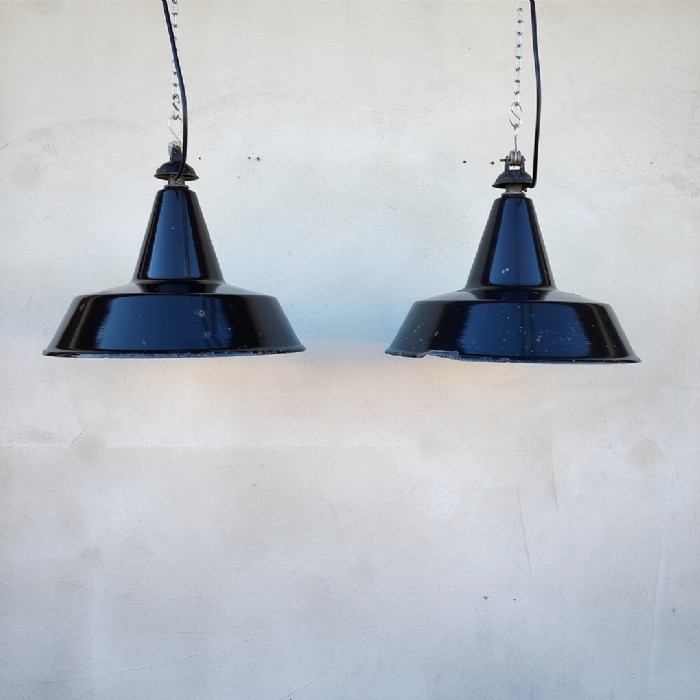 Miniatura dell'articolo Lampade industriali a sospensione vintage (coppia) - Oggetto n.229