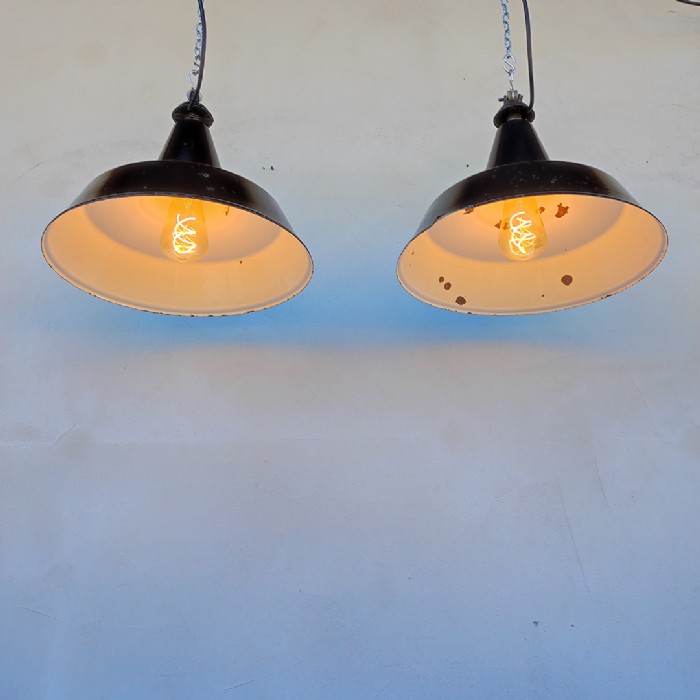 Miniatura dell'articolo Lampade industriali a sospensione vintage (coppia) - Oggetto n.229