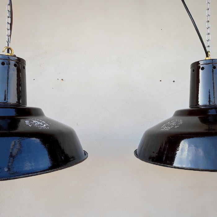 Miniatura dell'articolo Lampade industriali a sospensione vintage (coppia) - Oggetto n.230