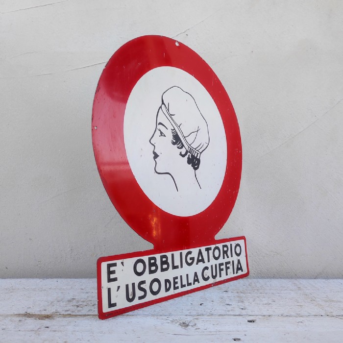 Immagine dell'articolo Cartello industriale Cartello industriale obbligo l'uso della cuffia vintage n.396