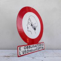 Miniatura dell'articolo Cartello industriale Cartello industriale obbligo l'uso della cuffia vintage n.396