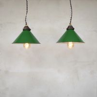 Miniatura dell'articolo Lampada industriale a sospensione Lampade industriali a sospensione vintage (coppia) D26 n.409