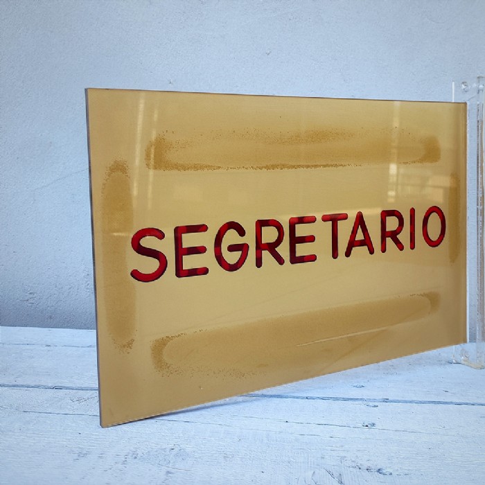 Miniatura dell'articolo Targa vintage bifacciale SEGRETARIO - Oggetto n.167