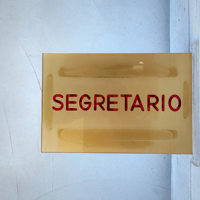 Miniatura dell'articolo Targa vintage bifacciale SEGRETARIO - Oggetto n.167