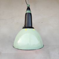 Lampada industriale a sospensione vintage ex Unione Sovietica CCCP D37 n°NaN di colore Verde / bianco / nero