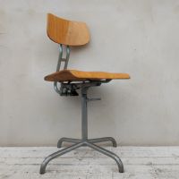 Sedia sgabello industriale vintage n�NaN di colore Marrone chiaro / grigio