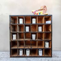 Casellario industriale in legno vintage n�NaN di colore Nero / nocciola